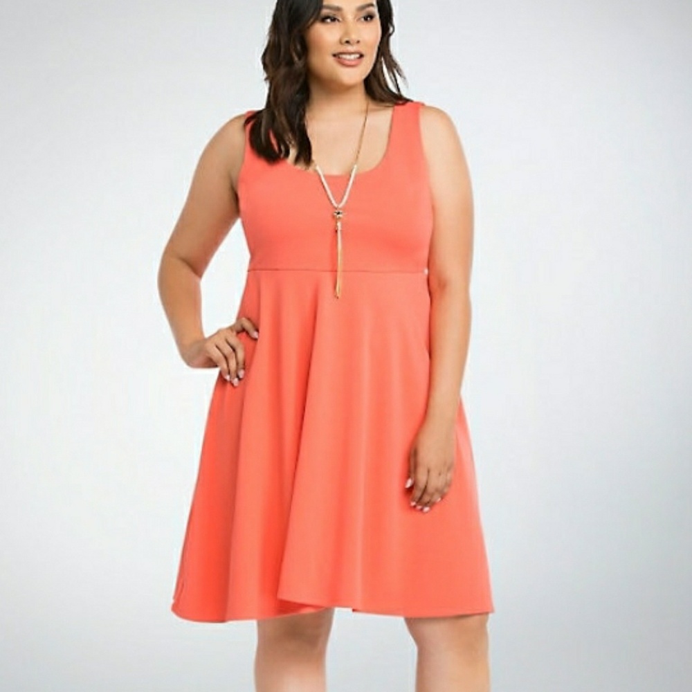 Torrid textured crossback skater dress coral 4